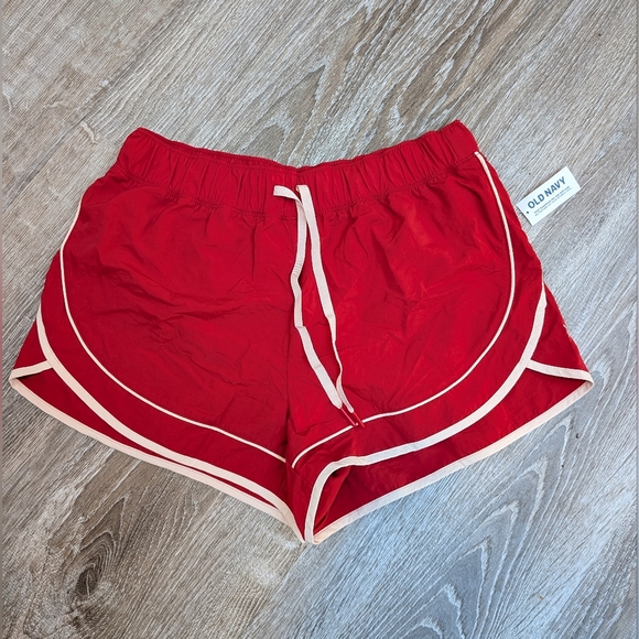 NWT Old Navy Red Mid Rise Woven Drawstring Running Workout Shorts Size Small - Picture 2 of 7